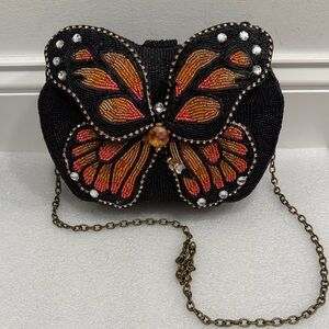 Lolita beaded butterfly crossbody bag purse metal chain
